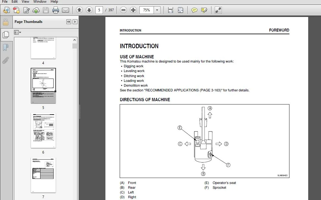 KOMATSU PC78US-8 HYDRAULIC EXCAVATOR OPERATION & MAINTENANCE MANUAL (SN:16029 & UP) KOMATSU PC78US 8 - PDF DOWNLOAD - Image 4