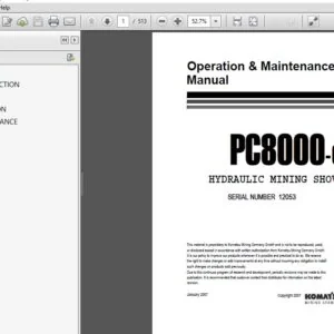 KOMATSU PC8000-6 HYDRAULIC MINING SHOVEL Operation & Maintenance Manual (SN:12053) KOMATSU PC8000-6 - PDF DOWNLOAD