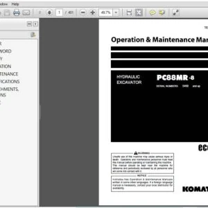KOMATSU PC88MR-8 HYDRAULIC EXCAVATOR OPERATION & MAINTENANCE MANUAL (SN:5450 & UP) KOMATSU PC88MR-8 - PDF DOWNLOAD
