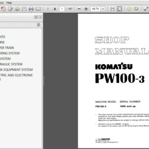 KOMATSU PW100-3 SERVICE REPAIR MANUAL (SN:1890 & UP)  KOMATSU PW100-3 - PDF DOWNLOAD