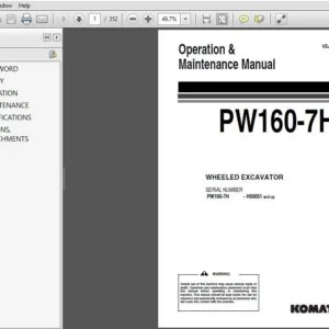KOMATSU PW160-7H WHEELED EXCAVATOR Operation & Maintenance Manual (SN:H50051 & up) KOMATSU PW160 7H - PDF DOWNLOAD