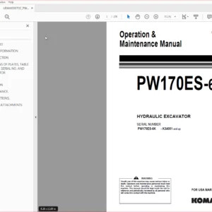 KOMATSU PW170ES-6K HYDRAULIC EXCAVATOR Operation & Maintenance Manual (SN:K34001 & UP) - PDF DOWNLOAD
