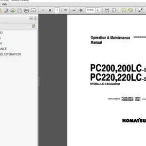 KOMATSU PC200,200LC-5 Pc220,220LC-5 HYDRAULIC EXCAVATOR Operation & Maintenance Manual (SEAM02050501) - PDF DOWNLOAD