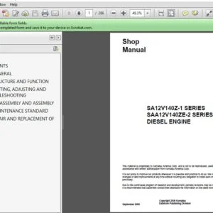 KOMATSU SA12V140Z-1 SERIES SAA12V140ZE-2 SERIES DIESEL ENGINE SERVICE REPAIR MANUAL - PDF DOWNLOAD