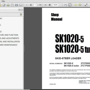 KOMATSU SK1020-5 SK1020-5 turbo SKID-STEER LOADER SERVICE REPIAR MANUAL (SNSK1020-5 37CF00004 and up)(SNSK1020-5 turbo 37CTF00003 and up) KOMATSU SK1020-5 SK1020-5 turbo - PDF DOWNLOAD