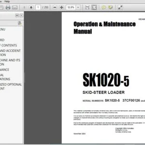 KOMATSU SK1020-5 SKID-STEER LOADER OPERATION & MAINTENANCE MANUAL (SN:SK1020-5 37CF00126 and up) - PDF DOWNLOAD