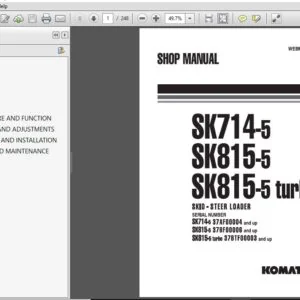KOMATSU SK714-5 SK815-5 SK815-5 TURBO SKID STEER LOADER SERVICE REPAIR MANUAL (WEBM005600) KOMATSU SK714-5 SK815-5 SK815-5