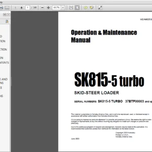 KOMATSU SK815-5 turbo SKID STEER LOADER OPERATION & MAINTENANCE MANUAL - PDF Download