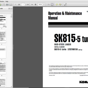 KOMATSU SK815-5 turbo SKID-STEER LOADER OPERATION & MAINTENANCE MANUAL (SN:37BTF00156 and up) - PDF Download