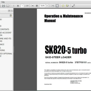 KOMATSU SK820-5 turbo SKID-STEER LOADER Operation & Maintenance Manual (SN:37BTF50101 and up) KOMATSU SK820 5 - PDF DOWNLOAD