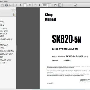 KOMATSU SK820-5N SKID STEER LOADER SHOP MANUAL SL NO SK820-5N A40001 & up ENGINE 4D84E-1 - PDF DOWNLOAD
