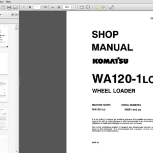 KOMATSU WA120-1LC WHEEL LOADER SERVICE REPAIR MANUAL (SN:20001 & up ) - PDF Download