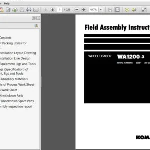KOMATSU WA1200-3 WHEEL LOADER FIELD ASSEMBLY INSTRUCTION MANUAL (SN:50001 & up) - PDF DOWNLOAD