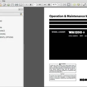 KOMATSU WA1200-3 WHEEL LOADER OPERATION & MAINTENANCE MANUAL (SN:50075 & UP) KOMATSU WA1200 3 - PDF DOWNLOAD