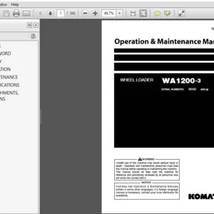 KOMATSU WA1200-3 WHEEL LOADER OPERATION & MAINTENANCE MANUAL (SN:50102 & UP) KOMATSU WA1200-3 - PDF DOWNLOAD