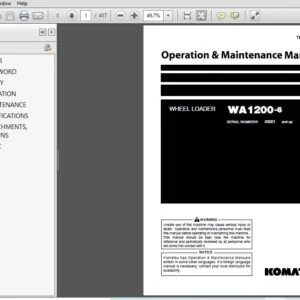 KOMATSU WA1200-6 WHEEL LOADER OPERATION & MAINTENANCE MANUAL (SN:60001 & UP) KOMATSU WA1200-6 - PDF DOWNLOAD