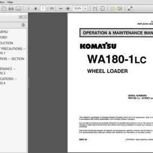 KOMATSU WA180-1LC WHEEL LOADER OPERATION & MAINTENANCE MANUAL (SN:A75001 & UP) KOMATSU WA180 1LC - PDF DOWNLOAD