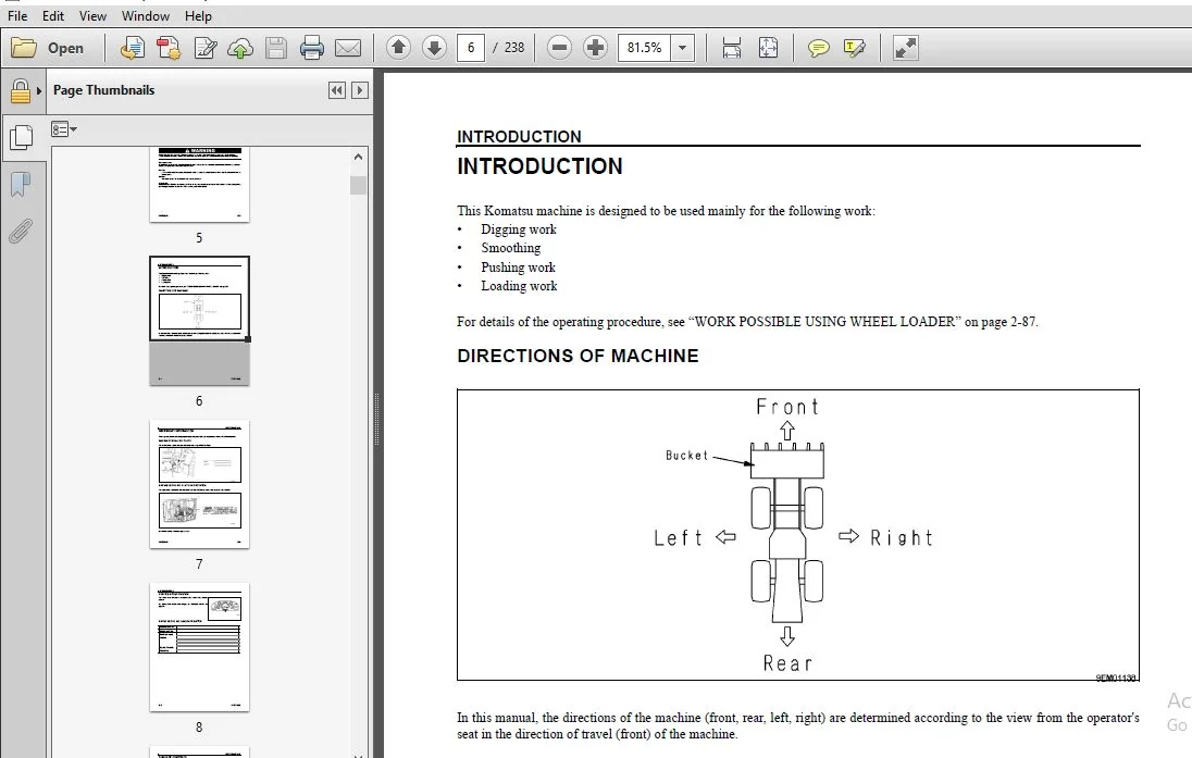 KOMATSU WA200-5L WHEEL LOADER Operation & Maintenance Manual (SN:A82001 and UP) KOMATSU WA200-5L - PDF DOWNLOAD - Image 2