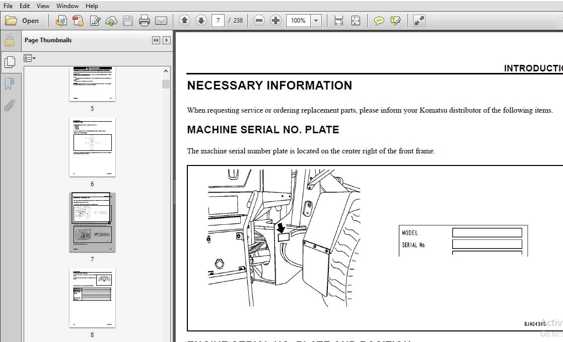 KOMATSU WA200-5L WHEEL LOADER Operation & Maintenance Manual (SN:A82001 and UP) KOMATSU WA200-5L - PDF DOWNLOAD - Image 3