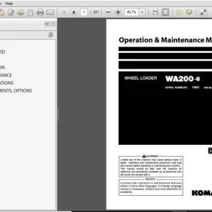 KOMATSU WA200-6 WHEEL LOADER OPERATION & MAINTENANCE MANUAL (SN:70001 & UP) KOMATSU WA200 6 - PDF DOWNLOAD