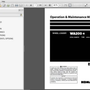 KOMATSU WA200-6 WHEEL LOADER OPERATION & MAINTENANCE MANUAL (SN:71006 & UP) KOMATSU WA200-6 - PDF DOWNLOAD