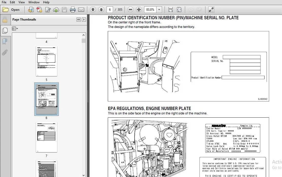 KOMATSU WA200-6 WHEEL LOADER OPERATION & MAINTENANCE MANUAL (SN:71006 & UP) KOMATSU WA200-6 - PDF DOWNLOAD - Image 4