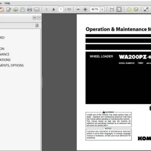 KOMATSU WA200PZ-6 WHEEL LOADER OPERATION & MAINTENANCE MANUAL (SN:70001 & UP) KOMATSU WA200PZ-6 - PDF DOWNLOAD