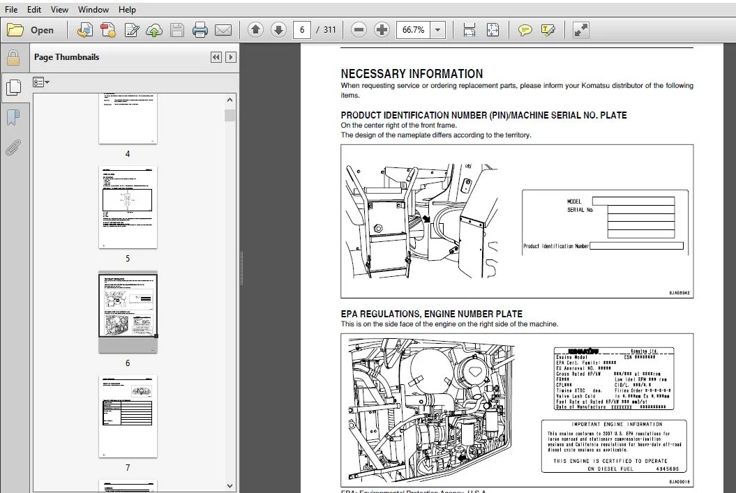 KOMATSU WA200PZ-6 WHEEL LOADER OPERATION & MAINTENANCE MANUAL (SN:70001 & UP) KOMATSU WA200PZ-6 - PDF DOWNLOAD - Image 3