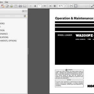 KOMATSU WA200PZ-6 WHEEL LOADER OPERATION & MAINTENANCE MANUAL (SN:71080 & UP) KOMATSU WA200PZ 6 - PDF DOWNLOAD