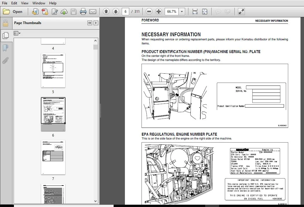 KOMATSU WA200PZ-6 WHEEL LOADER OPERATION & MAINTENANCE MANUAL (SN:71080 & UP) KOMATSU WA200PZ 6 - PDF DOWNLOAD - Image 3