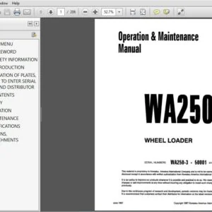 KOMATSU WA250-3 WHEEL LOADER OPERATION & MAINTENANCE MANUAL (SN:50001 & UP) KOMATSU WA250-3 - PDF DOWNLOAD