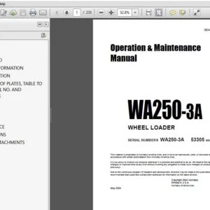 KOMATSU WA250-3A WHEEL LOADER OPERATION & MAINTENANCE MANUAL (SN:WA250-3A 53305 and up) KOMATSU WA250 3A - PDF DOWNLOAD