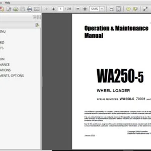 KOMATSU WA250-5 WHEEL LOADER Operation & Maintenance Manual (SN:70001 & UP) KOMATSU WA250-5 - PDF DOWNLOAD