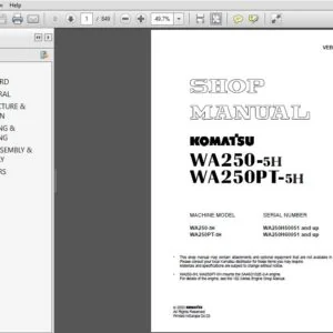 KOMATSU WA250-5H WA250PT-5H SERVICE REPAIR MANUAL (SN:WA250H50051 and up,WA250H60051and up) - PDF DOWNLOAD