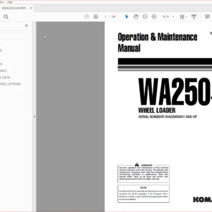 KOMATSU WA250-5H WHEEL LOADER Operation & Maintenance Manual (SN:H50051 AND UP) KOMATSU WA250 5H - PDF DOWNLOAD
