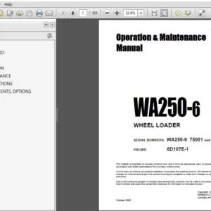 KOMATSU WA250-6 WHEEL LOADER OPERATION & MAINTENANCE MANUAL (SN:75001 & UP) KOMATSU WA250-6 - PDF DOWNLOAD