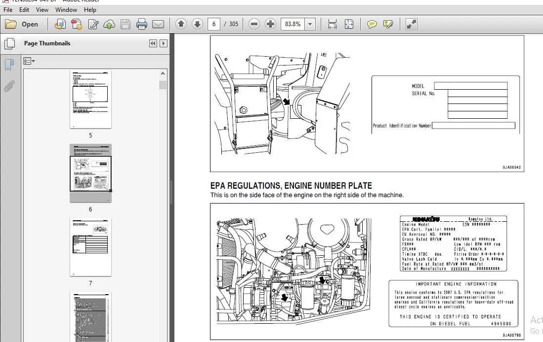KOMATSU WA250-6 WHEEL LOADER OPERATION & MAINTENANCE MANUAL (SN:75001 & UP) KOMATSU WA250-6 - PDF DOWNLOAD - Image 2