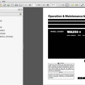 KOMATSU WA250-6 WHEEL LOADER OPERATION & MAINTENANCE MANUAL (SN:75813 & UP) KOMATSU WA250 6 - PDF DOWNLOAD