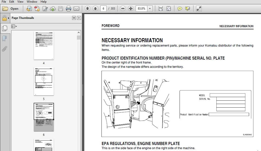 KOMATSU WA250-6 WHEEL LOADER OPERATION & MAINTENANCE MANUAL (SN:75813 & UP) KOMATSU WA250 6 - PDF DOWNLOAD - Image 3