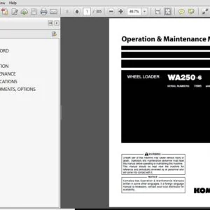 KOMATSU WA250-6 WHEEL LOADER OPERATION & MAINTENANCE MANUAL (SN:75865 & UP) KOMATSU WA250-6 - PDF DOWNLOAD