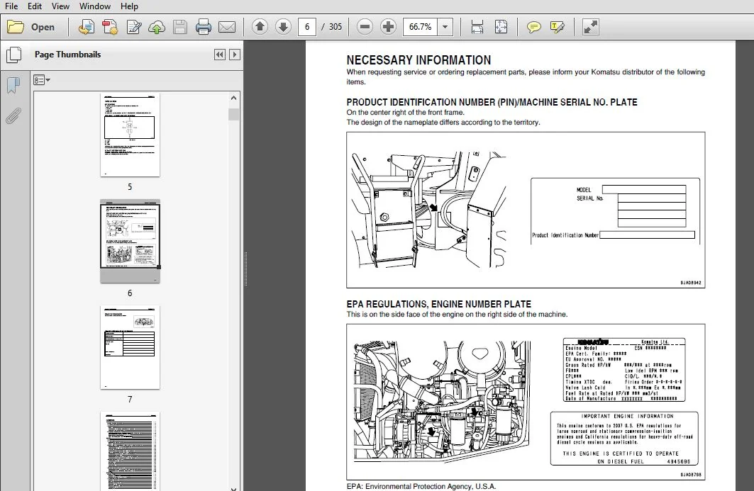 KOMATSU WA250-6 WHEEL LOADER OPERATION & MAINTENANCE MANUAL (SN:75865 & UP) KOMATSU WA250-6 - PDF DOWNLOAD - Image 3