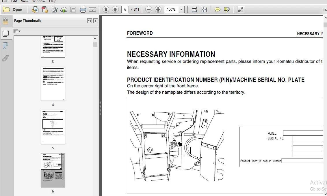 KOMATSU WA250PZ-6 WHEEL LOADER OPERATION & MAINTENANCE MANUAL (SN:75865 & UP) KOMATSU WA250PZ-6 - PDF DOWNLOAD - Image 3