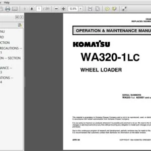 KOMATSU WA320-1LC WHEEL LOADER OPERATION & MAINTENANCE MANUAL (SN:WA320-1LC A25001 & UP) KOMATSU WA320-1LC - PDF DOWNLOAD