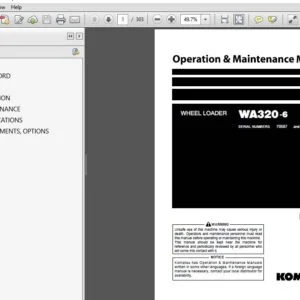 KOMATSU WA320-6 WHEEL LOADER OPERATION & MAINTENANCE MANUAL (SN:70587 & UP) KOMATSU WA320-6 - PDF DOWNLOAD