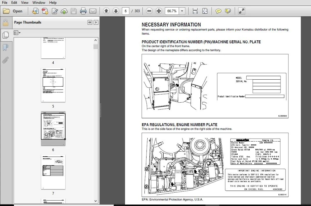 KOMATSU WA320-6 WHEEL LOADER OPERATION & MAINTENANCE MANUAL (SN:70587 & UP) KOMATSU WA320-6 - PDF DOWNLOAD - Image 4