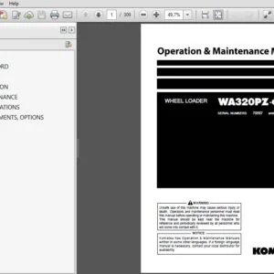 KOMATSU WA320PZ-6  WHEEL LOADED OPERATION & MAINTENANCE MANUAL (SN:70587 and up) KOMATSU WA320PZ-6 - PDF DOWNLOAD
