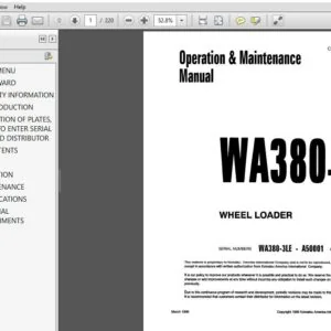KOMATSU WA380-3 WHEEL LOADER OPERATION & MAINTENANCE MANUAL (SN:WA380-3LE - A50001 and UP) KOMATSU WA380-3