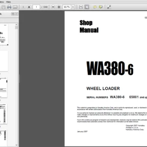 KOMATSU WA380-6 WHEEL LOADER SERVICE REPAIR MANUAL (SN:65001 & UP) - PDF Download