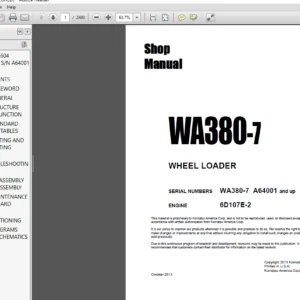 KOMATSU WA380-7 WHEEL LOADER SERVICE REPAIR MANUAL - PDF Download