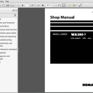 KOMATSU WA380-7 Wheel Loader Service Repair Manual - PDF Download